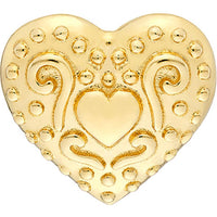 Olas d'Oro - 14K Yellow Gold Heart Pattern Stud Earrings - 1.13g Average Weight