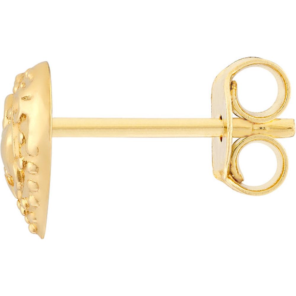 Olas d'Oro - 14K Yellow Gold Heart Pattern Stud Earrings - 1.13g Average Weight
