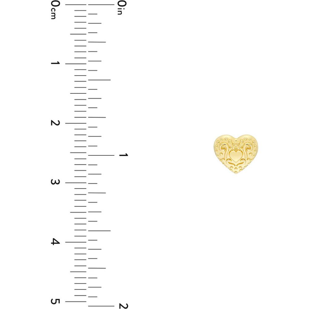 Olas d'Oro - 14K Yellow Gold Heart Pattern Stud Earrings - 1.13g Average Weight