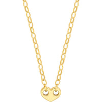 Olas d'Oro - 14K Yellow Gold Heart Puff Mariner with Hollow Oval Rolo Necklace  7.22g