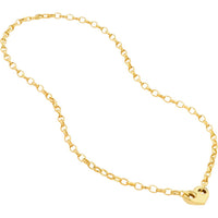 Olas d'Oro - 14K Yellow Gold Heart Puff Mariner with Hollow Oval Rolo Necklace  7.22g