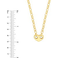 Olas d'Oro - 14K Yellow Gold Heart Puff Mariner with Hollow Oval Rolo Necklace  7.22g