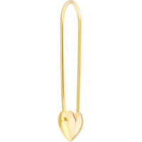 Olas d'Oro - 14K Yellow Gold Heart Safety Pin Hoop Earrings with Snap-Lock Clasp