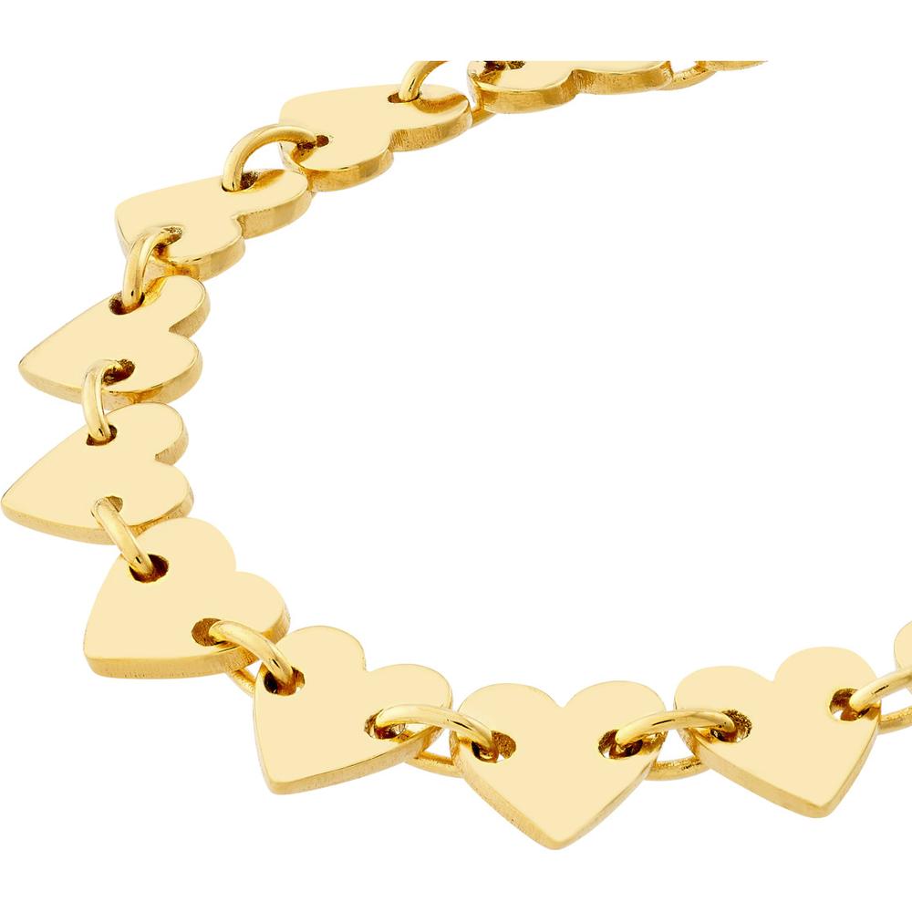 Olas d'Oro - 14K Yellow Gold Heart Station Bracelet with Adjustable Lobster Clasp - 3.60 Grams