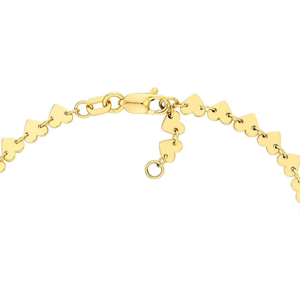 Olas d'Oro - 14K Yellow Gold Heart Station Bracelet with Adjustable Lobster Clasp - 3.60 Grams