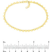 Olas d'Oro - 14K Yellow Gold Heart Station Bracelet with Adjustable Lobster Clasp - 3.60 Grams