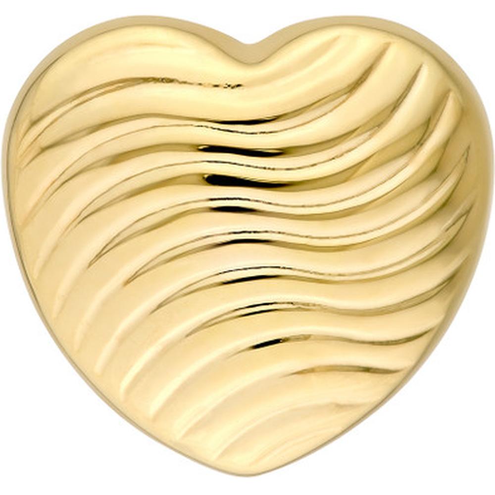 Olas d'Oro - 14K Yellow Gold Heart Wave Pattern Stud Earrings - 3.64g Total Weight