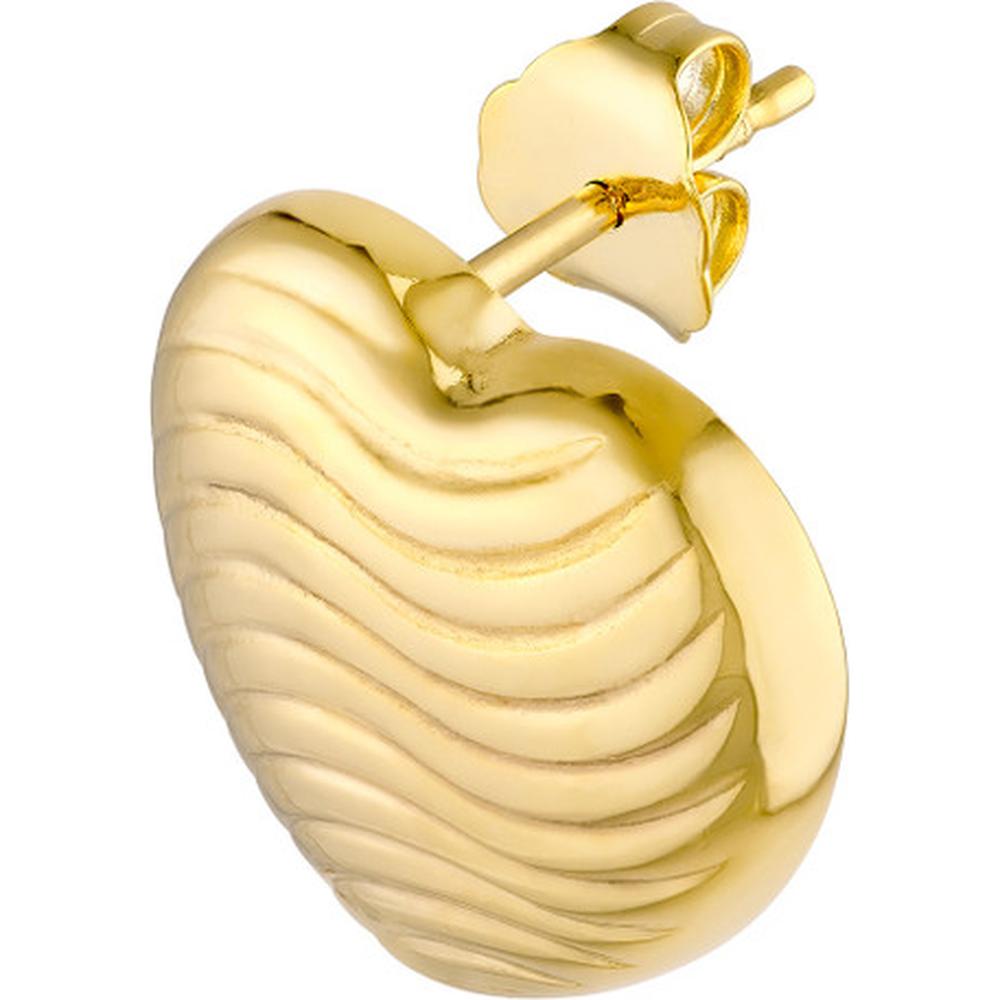 Olas d'Oro - 14K Yellow Gold Heart Wave Pattern Stud Earrings - 3.64g Total Weight