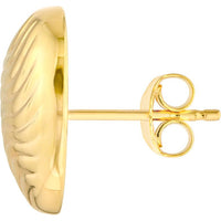 Olas d'Oro - 14K Yellow Gold Heart Wave Pattern Stud Earrings - 3.64g Total Weight
