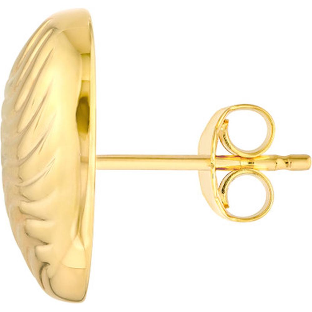 Olas d'Oro - 14K Yellow Gold Heart Wave Pattern Stud Earrings - 3.64g Total Weight