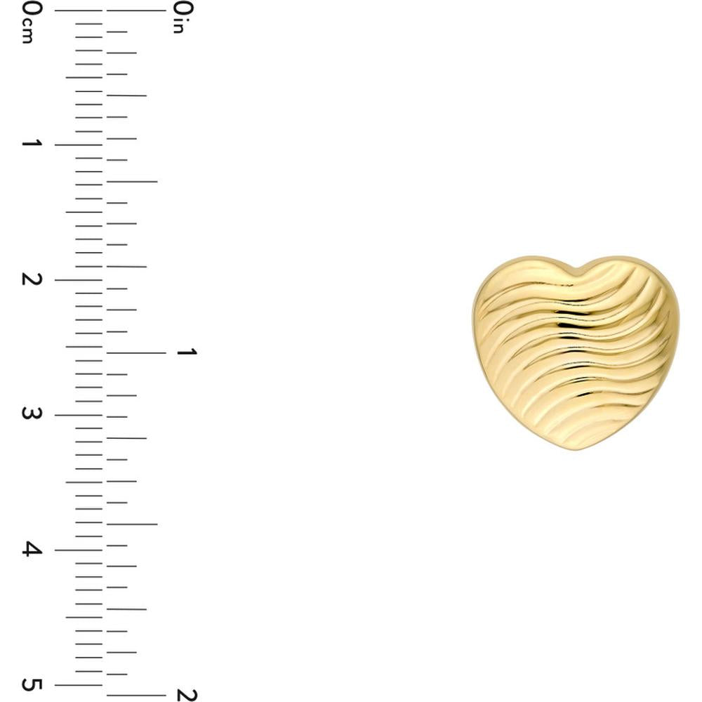 Olas d'Oro - 14K Yellow Gold Heart Wave Pattern Stud Earrings - 3.64g Total Weight