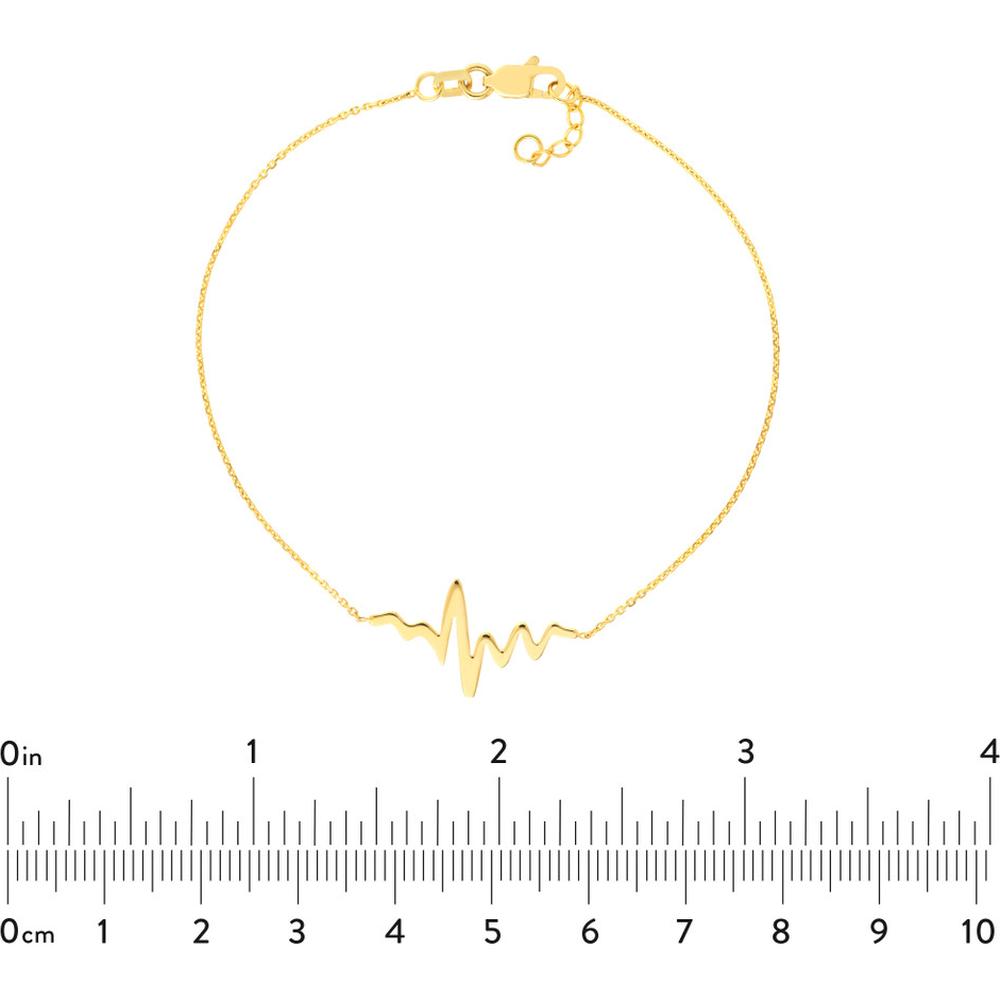 Olas d'Oro - 14K Yellow Gold Heartbeat Adjustable Bracelet - 1.20g Weight