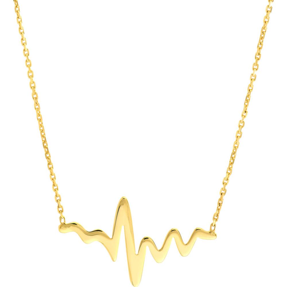 Olas d'Oro - 14K Yellow Gold Heartbeat Adjustable Necklace - 1.86g