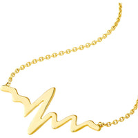 Olas d'Oro - 14K Yellow Gold Heartbeat Adjustable Necklace - 1.86g