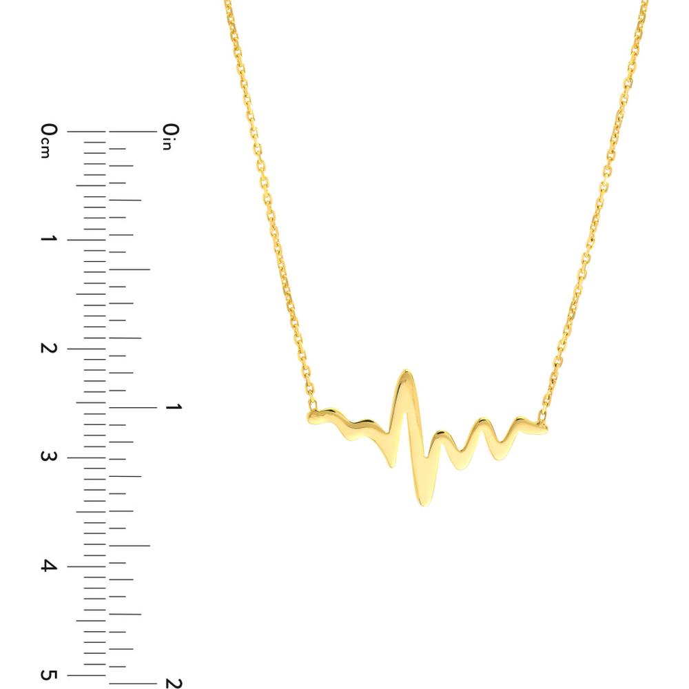 Olas d'Oro - 14K Yellow Gold Heartbeat Adjustable Necklace - 1.86g