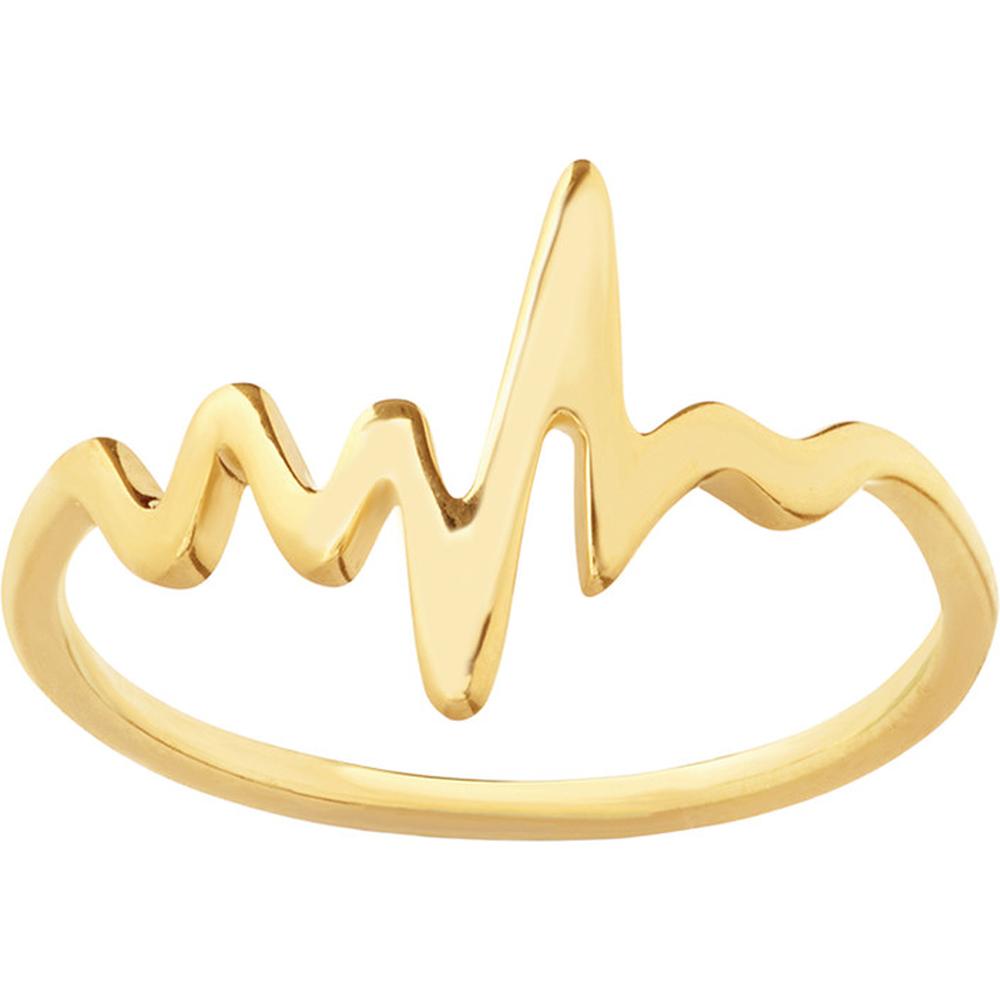 Olas d'Oro - 14K Yellow Gold Heartbeat Ring - Size 6 - 1.35g Total Weight