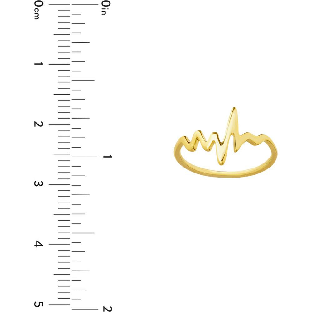 Olas d'Oro - 14K Yellow Gold Heartbeat Ring - Size 6 - 1.35g Total Weight