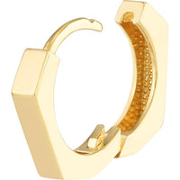Olas d'Oro - 14K Yellow Gold Heptagon Polished Huggie Earrings - 2.41g Total Weight