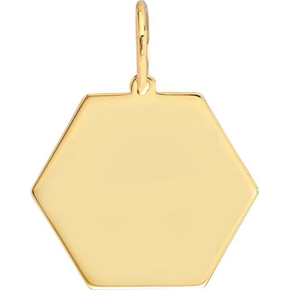 Olas d'Oro - 14K Yellow Gold Hexagon Engravable Charm Pendant  1.55g