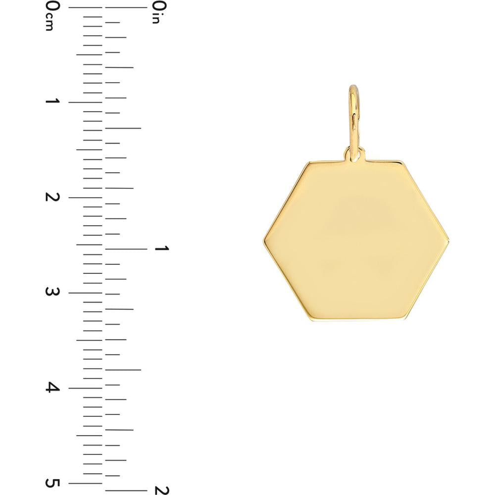 Olas d'Oro - 14K Yellow Gold Hexagon Engravable Charm Pendant  1.55g