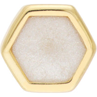Olas d'Oro - 14K Yellow Gold Hexagon Mother of Pearl Enamel Stud Earrings