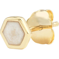 Olas d'Oro - 14K Yellow Gold Hexagon Mother of Pearl Enamel Stud Earrings