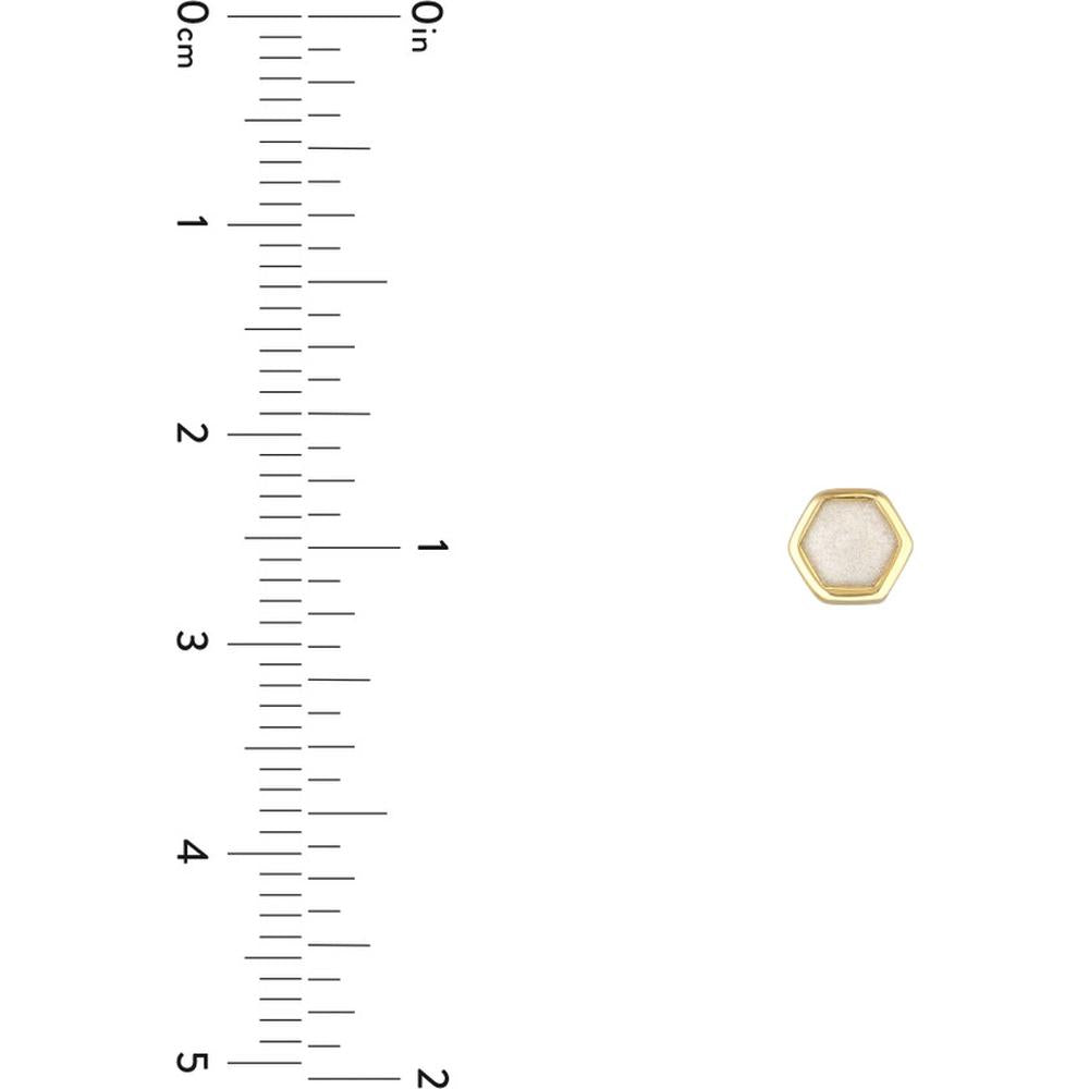 Olas d'Oro - 14K Yellow Gold Hexagon Mother of Pearl Enamel Stud Earrings
