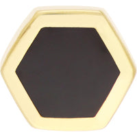 Olas d'Oro - 14K Yellow Gold Hexagon Onyx Enamel Stud Earrings
