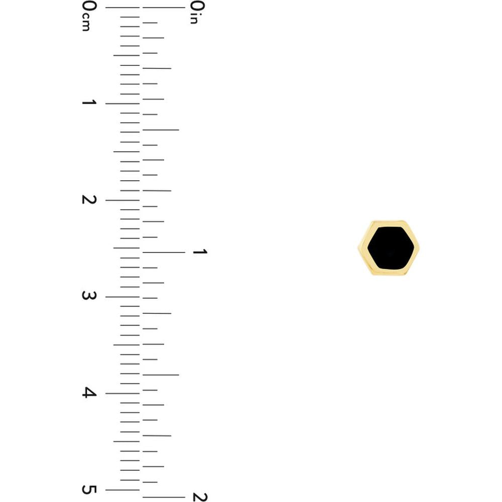 Olas d'Oro - 14K Yellow Gold Hexagon Onyx Enamel Stud Earrings