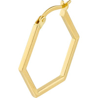 Olas d'Oro - 14K Yellow Gold Hexagon Shape Hoop Earrings  20mm