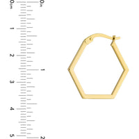 Olas d'Oro - 14K Yellow Gold Hexagon Shape Hoop Earrings  20mm