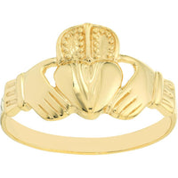Olas d'Oro - 14K Yellow Gold High-Polished Claddagh Ring for Men  Timeless Love and Loyalty Symbol