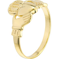 Olas d'Oro - 14K Yellow Gold High-Polished Claddagh Ring for Men  Timeless Love and Loyalty Symbol