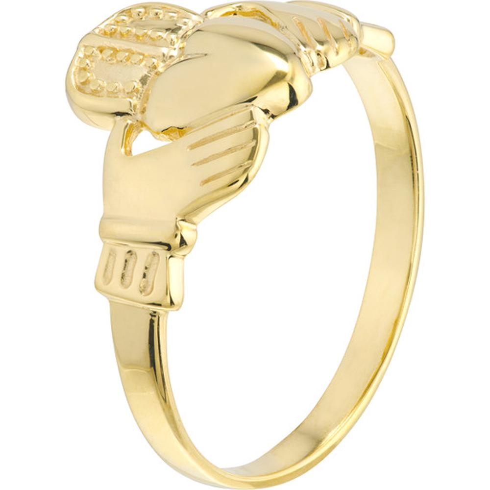 Olas d'Oro - 14K Yellow Gold High-Polished Claddagh Ring for Men  Timeless Love and Loyalty Symbol