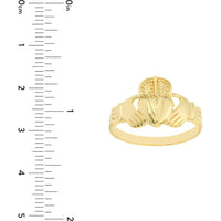 Olas d'Oro - 14K Yellow Gold High-Polished Claddagh Ring for Men  Timeless Love and Loyalty Symbol