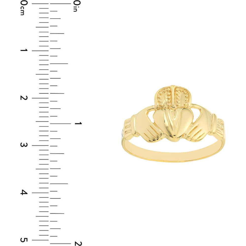 Olas d'Oro - 14K Yellow Gold High-Polished Claddagh Ring for Men  Timeless Love and Loyalty Symbol