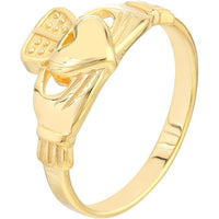 Olas d'Oro - 14K Yellow Gold High-Polished Claddagh Ring for Women - 2.23g