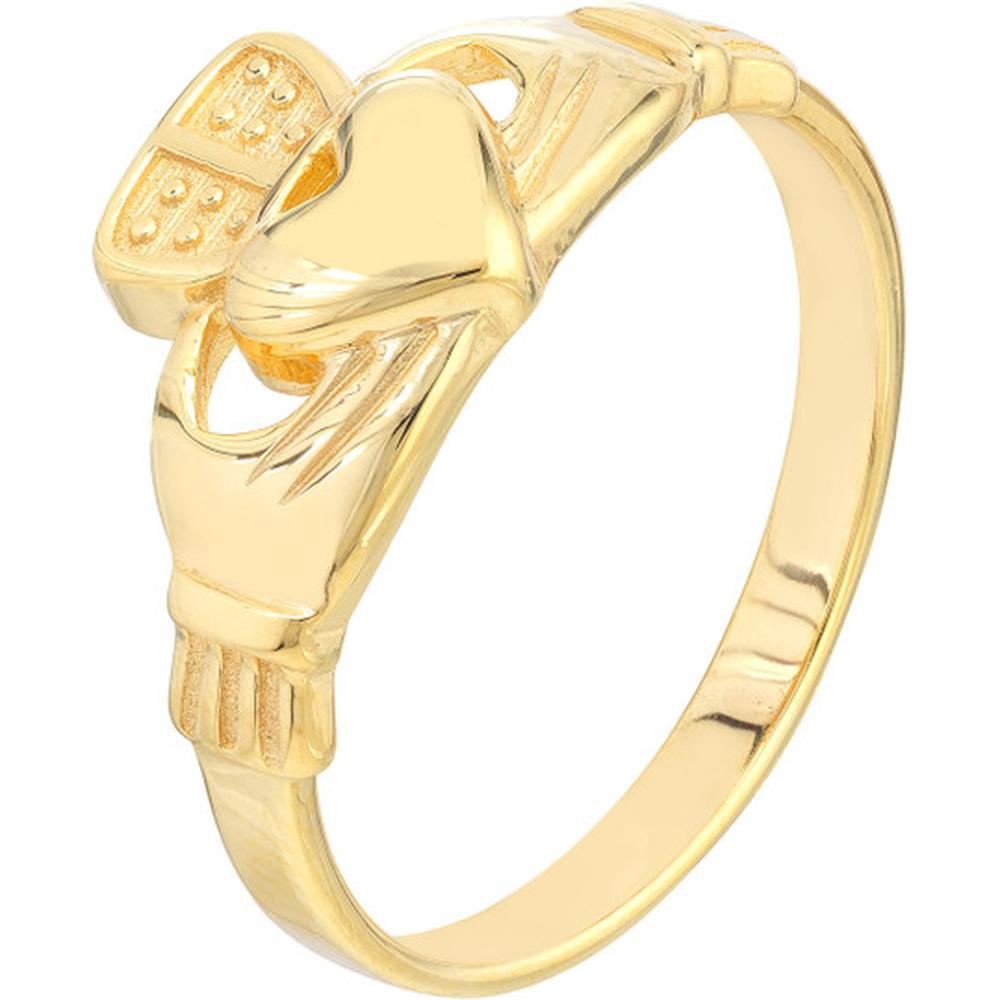 Olas d'Oro - 14K Yellow Gold High-Polished Claddagh Ring for Women - 2.23g