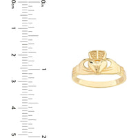 Olas d'Oro - 14K Yellow Gold High-Polished Claddagh Ring for Women - 2.23g