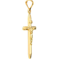 Olas d'Oro - 14K Yellow Gold Hollow 3D Crucifix Pendant - 1.12 Grams