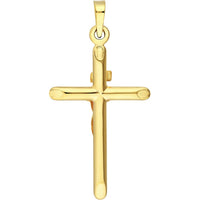 Olas d'Oro - 14K Yellow Gold Hollow 3D Crucifix Pendant - 1.12 Grams