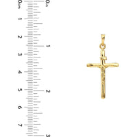 Olas d'Oro - 14K Yellow Gold Hollow 3D Crucifix Pendant - 1.12 Grams