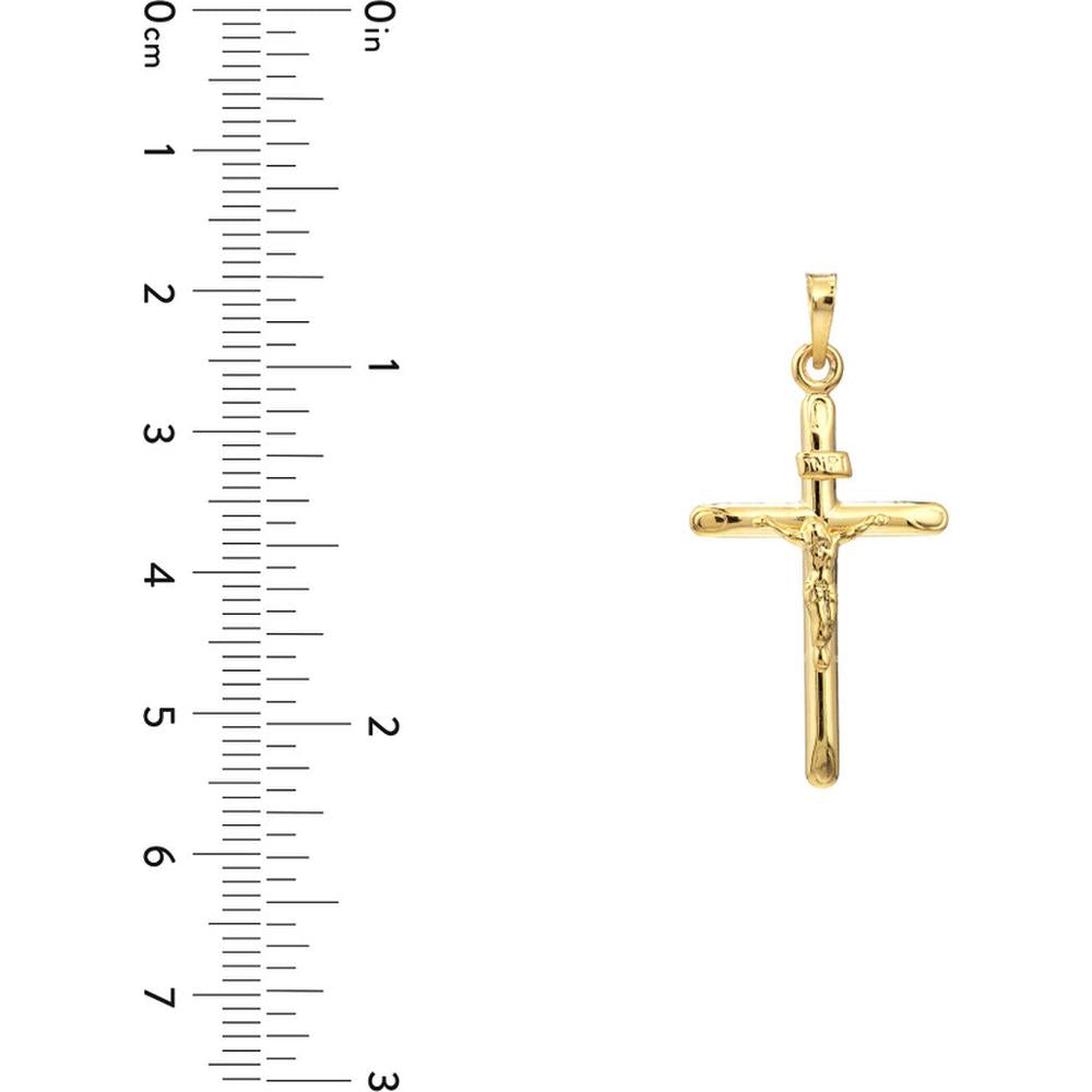 Olas d'Oro - 14K Yellow Gold Hollow 3D Crucifix Pendant - 1.12 Grams