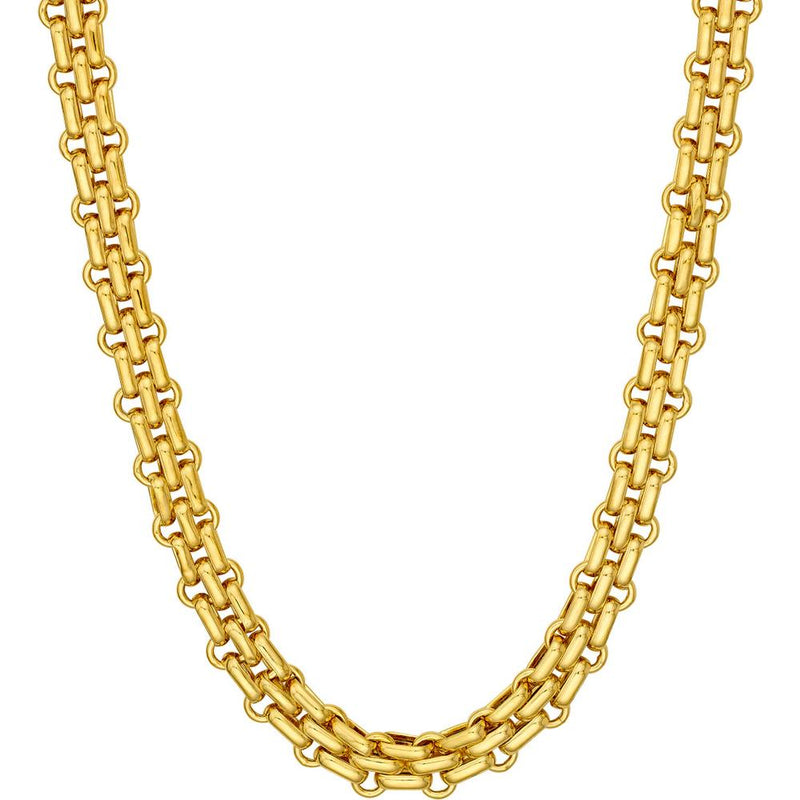 Olas d'Oro - 14K Yellow Gold Hollow Alternating 2-1 Link Chain Necklace - 18.25''