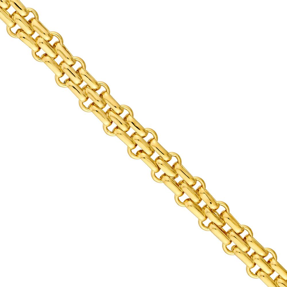 Olas d'Oro - 14K Yellow Gold Hollow Alternating 2-1 Link Chain Necklace - 18.25''