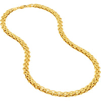 Olas d'Oro - 14K Yellow Gold Hollow Alternating 2-1 Link Chain Necklace - 18.25''