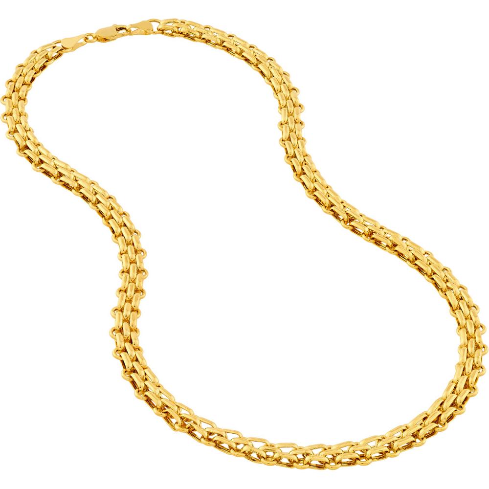 Olas d'Oro - 14K Yellow Gold Hollow Alternating 2-1 Link Chain Necklace - 18.25''
