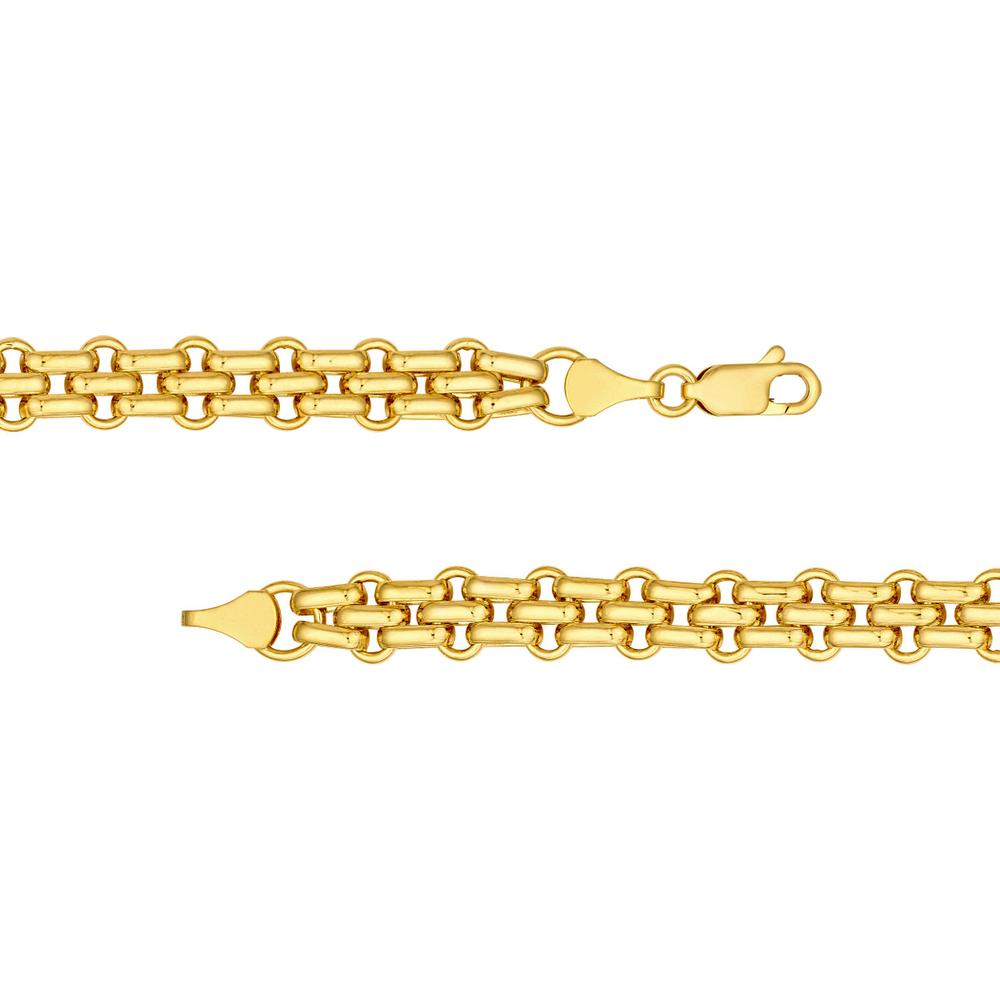 Olas d'Oro - 14K Yellow Gold Hollow Alternating 2-1 Link Chain Necklace - 18.25''