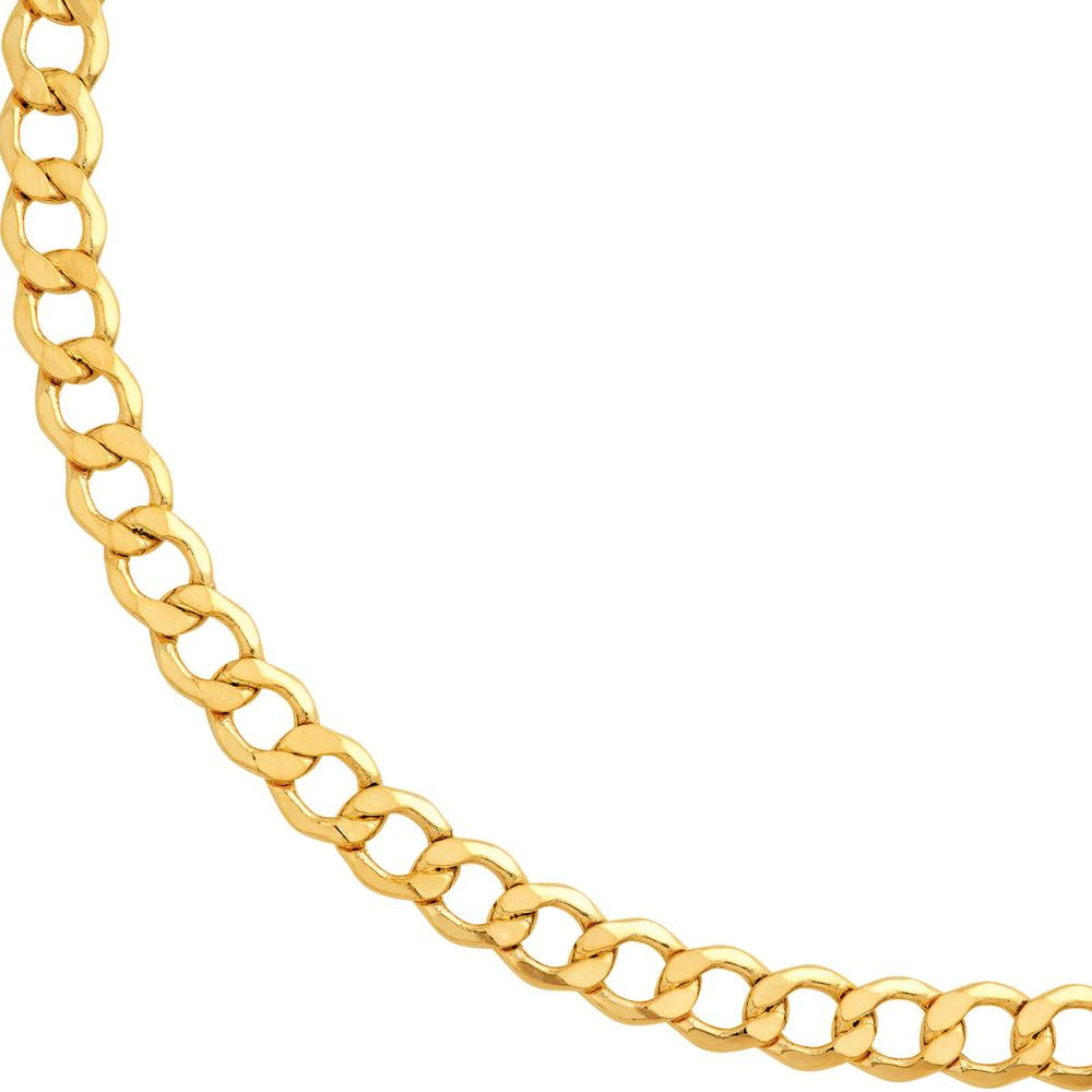 Olas d'Oro - 14K Yellow Gold Hollow Diamond-Cut Curb Chain - 22" Necklace - 14.29 Grams