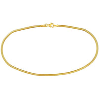 Olas d'Oro - 14K Yellow Gold Hollow Diamond-Cut Snake Anklet with Pear Shape Lobster Clasp
